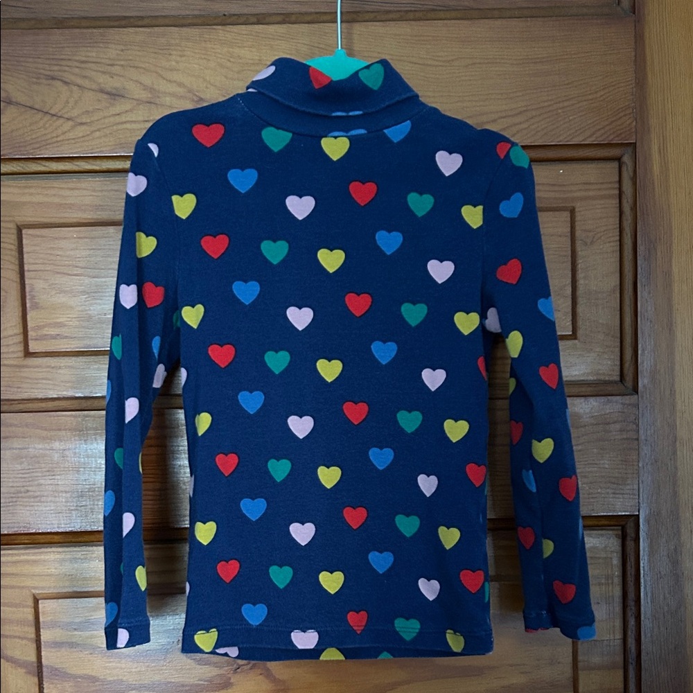 Mini Boden Navy Heart Long Sleeve Tee GUC 5T-6T